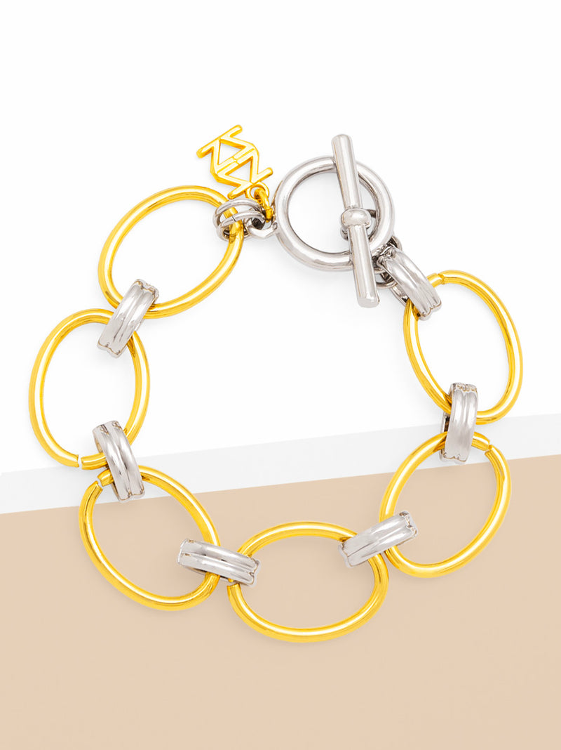 Two-Tone Oval Link Bracelet