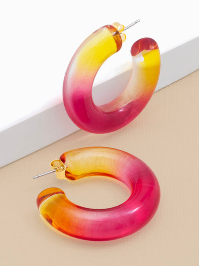 Chunky Ombre Lucite Open Hoop Earring