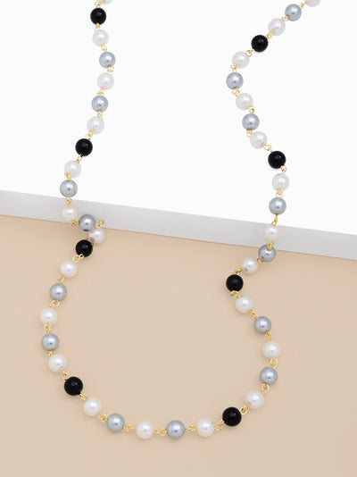 Multi-Color Pearl Bead Long Necklace