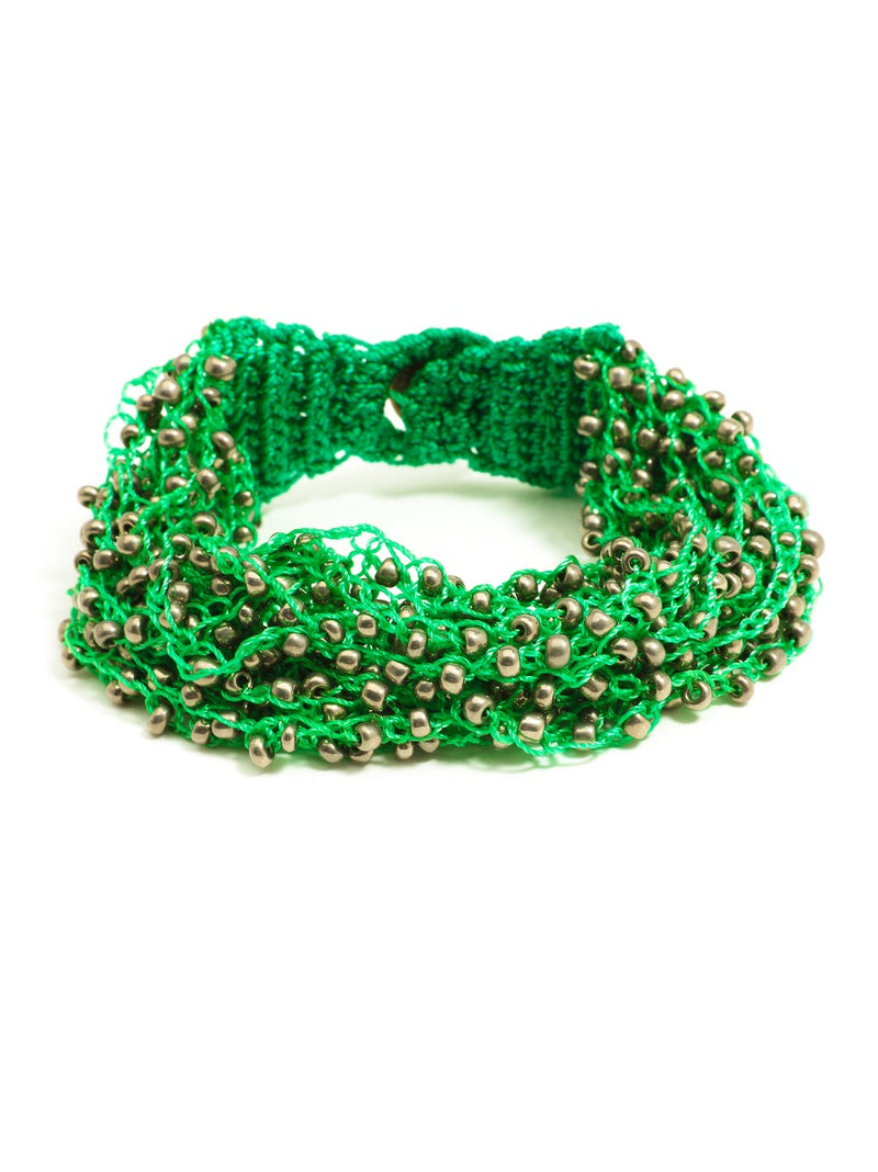 Multi-Strand Seed Bead Bracelet - Green
