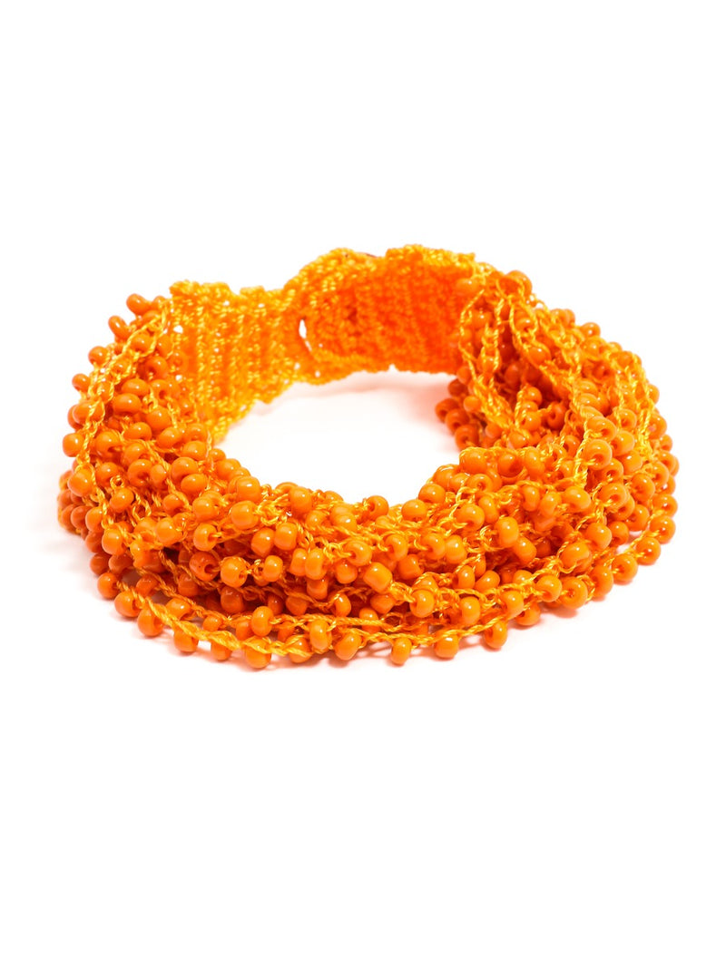 Multi-Strand Seed Bead Bracelet - Orange