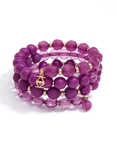 Matte and Glossy Beaded Bracelet - Berry