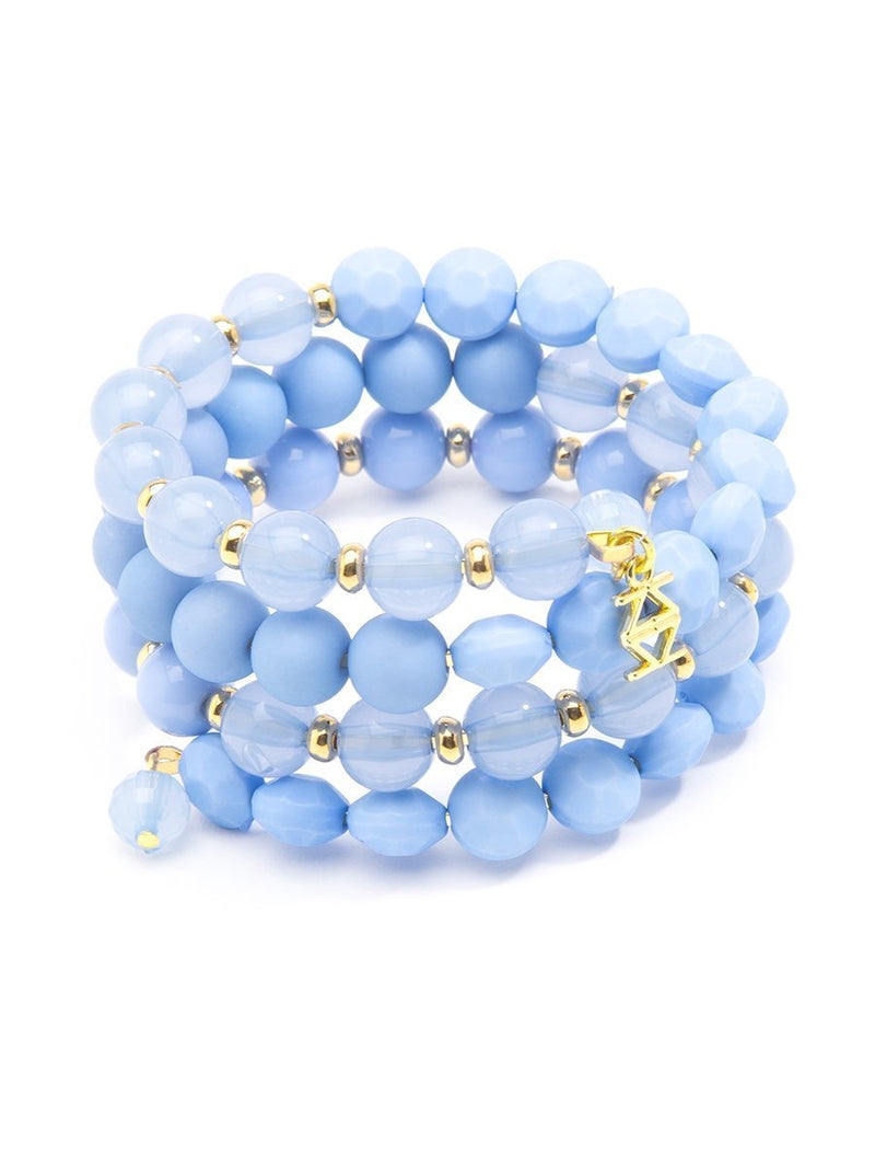 Matte and Glossy Beaded Bracelet- light blue