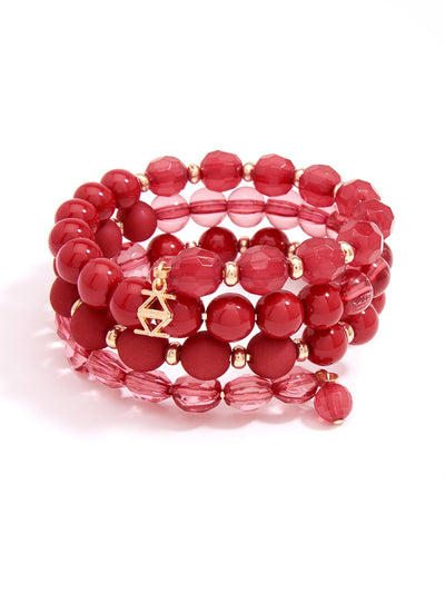 Matte and Glossy Beaded Bracelet - Red