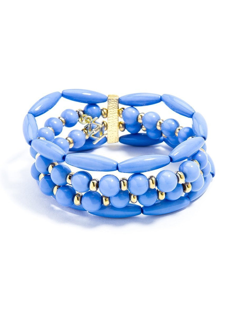 Glossy Pastel Beaded Bracelet - Light Blue 