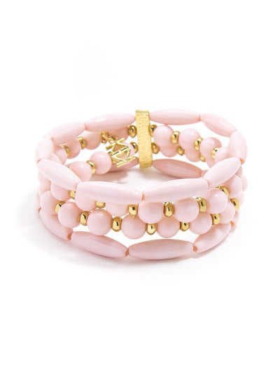 Glossy Pastel Beaded Bracelet - Rose 