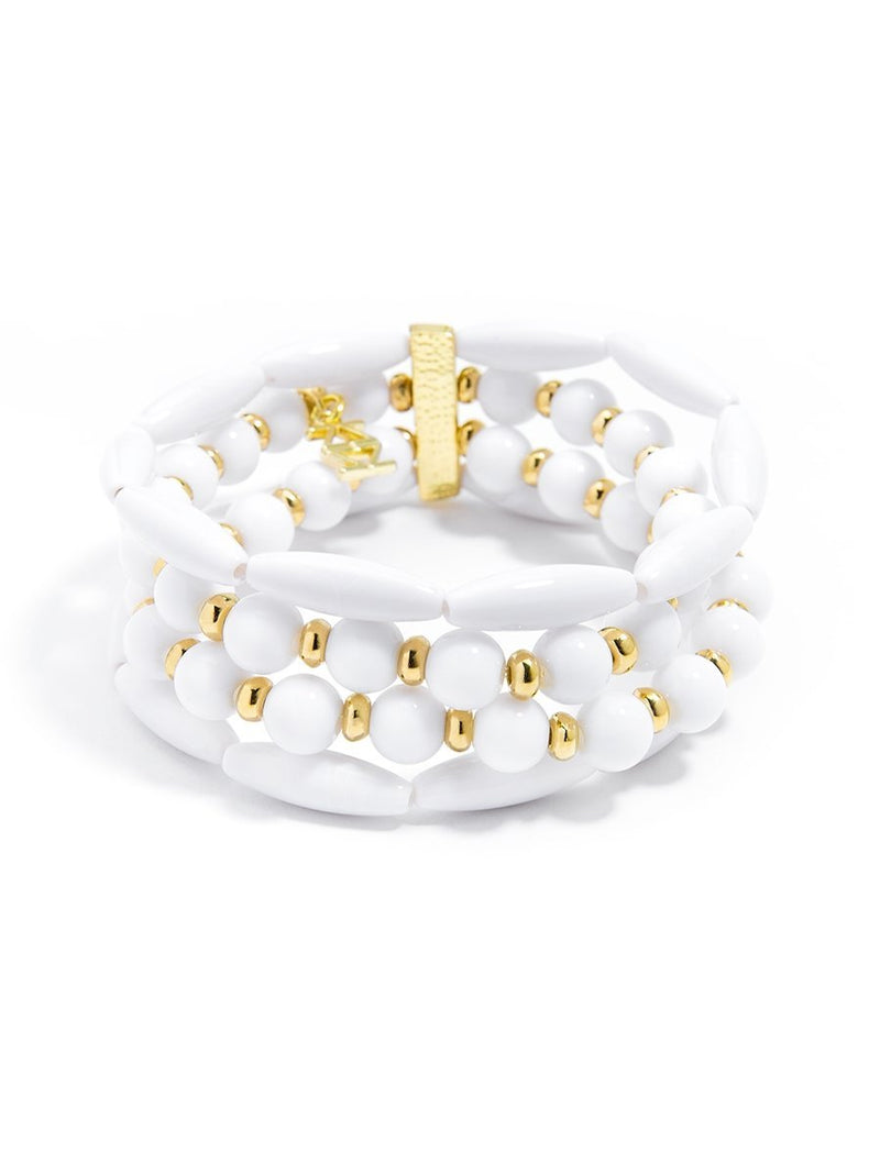 Glossy Pastel Beaded Bracelet -White 