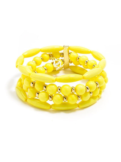 Glossy Pastel Beaded Bracelet - Yellow 