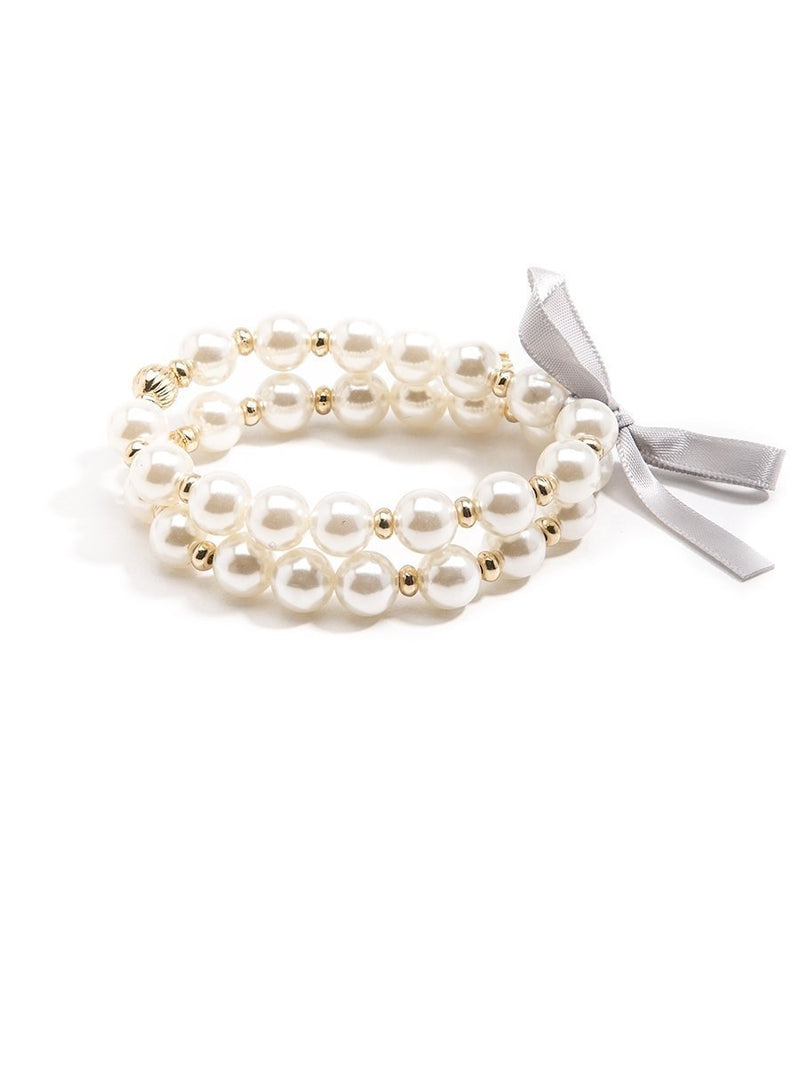 Double Beaded Bauble Bracelet - Pearl 