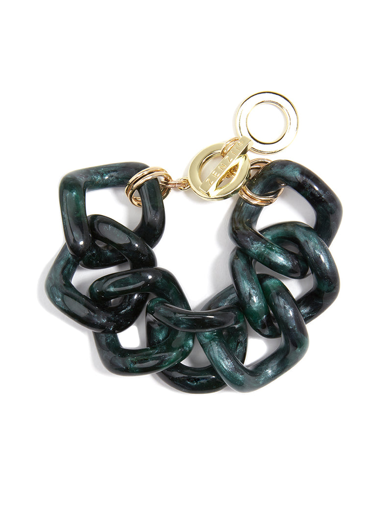 Metallic Marbled Chain Bracelet - Green