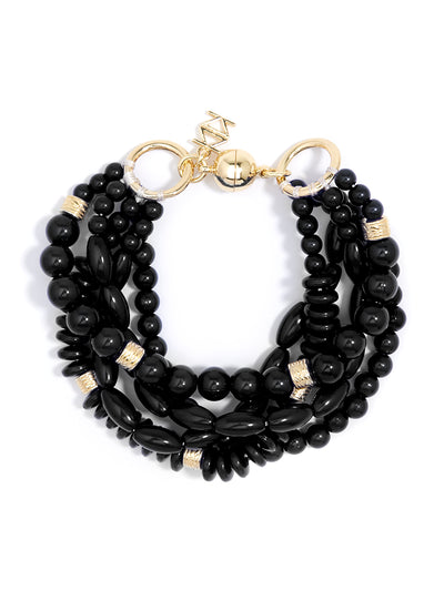 Mixed Beads Layered Bracelet - Black