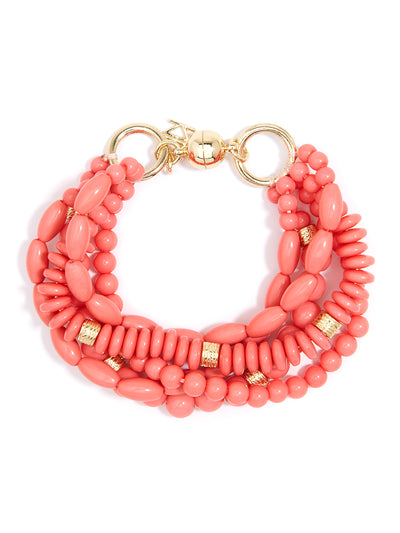 Mixed Beads Layered Bracelet - Coral