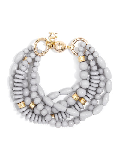 Mixed Beads Layered Bracelet - Light Gray