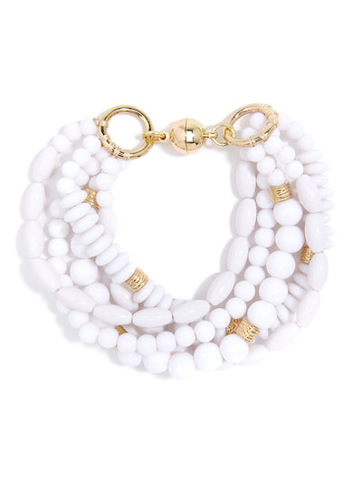Mixed Beads Layered Bracelet - White