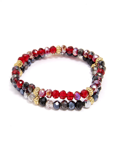 Colorful Crystal Beaded Stretch Bracelet - red