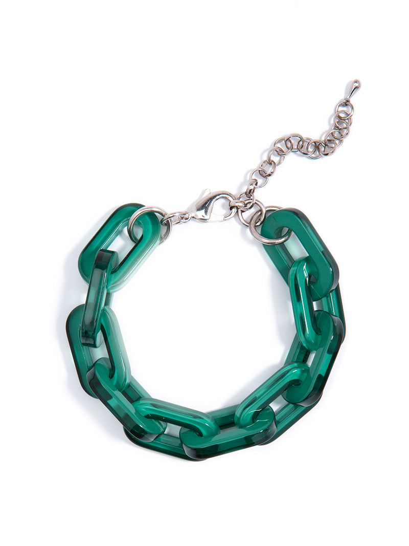 Chain-Ed On Style Bracelet - Deep Green