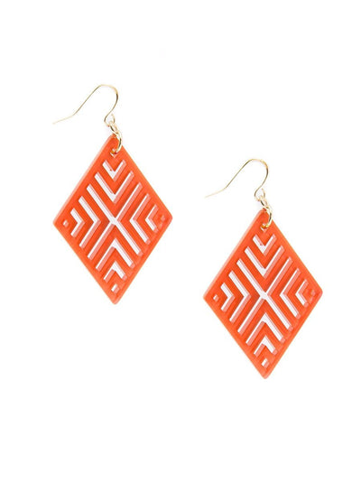 Diamond Life Earrings- bright orange