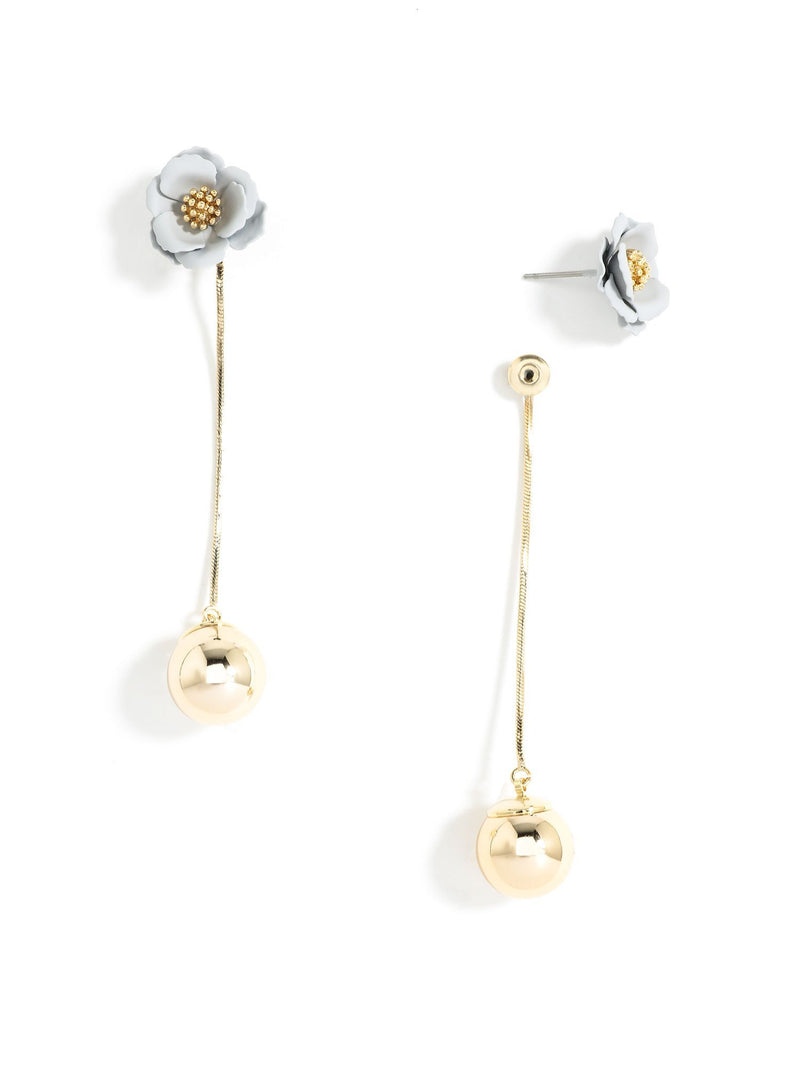 Flower Bud Earrings - Light Gray