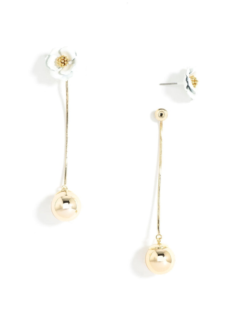 Flower Bud Earrings - White