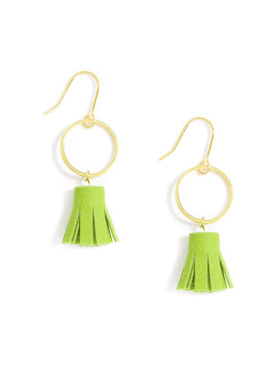 Mini Tassel Hoop Earring - Lime