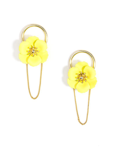 Poppy Chain Earring - Yellow 