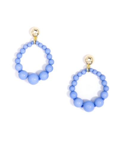 Glossy Pastel Beaded Drop Earring - Light Blue 