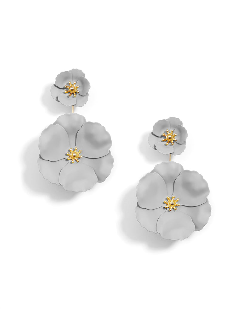 Flower Power Drop Earring - Light Grey