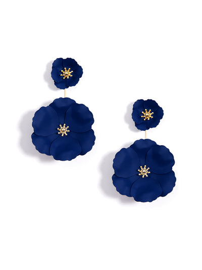 Flower Power Drop Earring - Navy