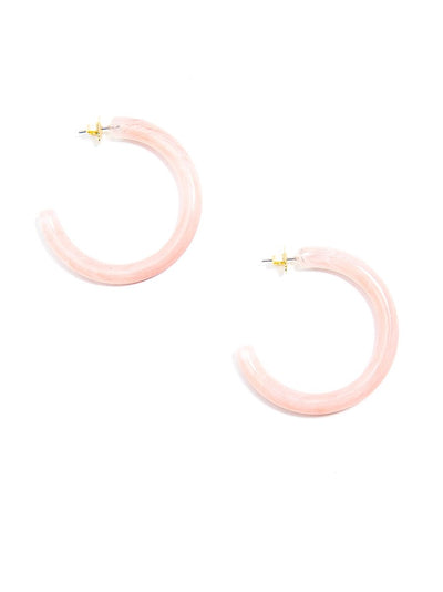 Semi-Translucent Marbled Hoop Earrings - Rose