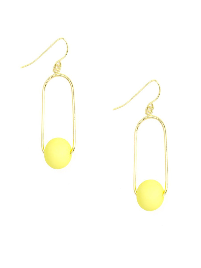 Oval Loop Ball Drop Earring- yellow