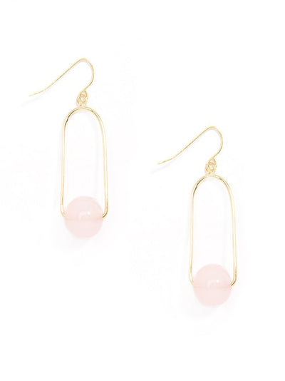 Oval Loop Lucite Ball Drop Earring - Rose