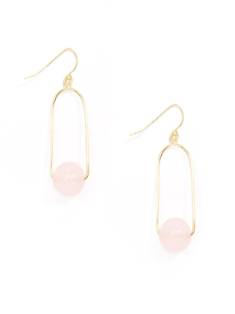 Oval Loop Lucite Ball Drop Earring - Rose