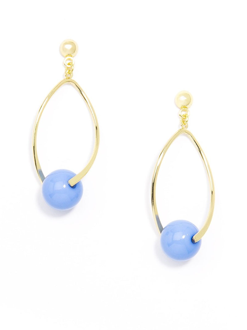 Twisted Glossy Bead Drop Earring - Light Blue 