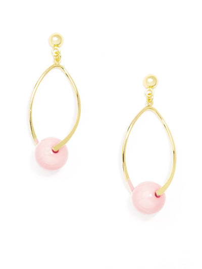 Twisted Glossy Bead Drop Earring - Rose