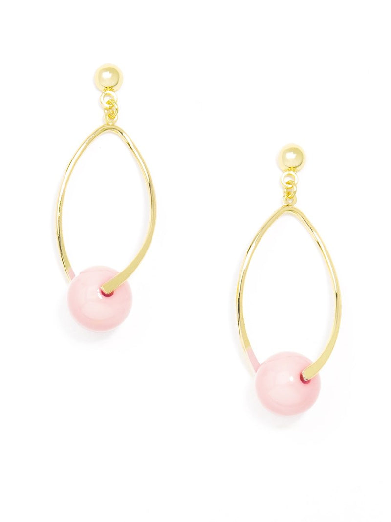 Twisted Glossy Bead Drop Earring - Rose