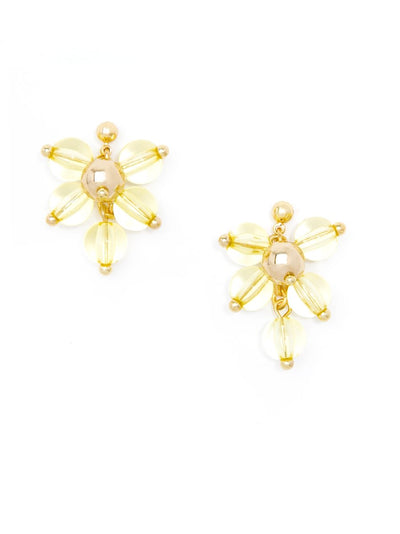 Beaded Lucite Cluster Earring - Yellow