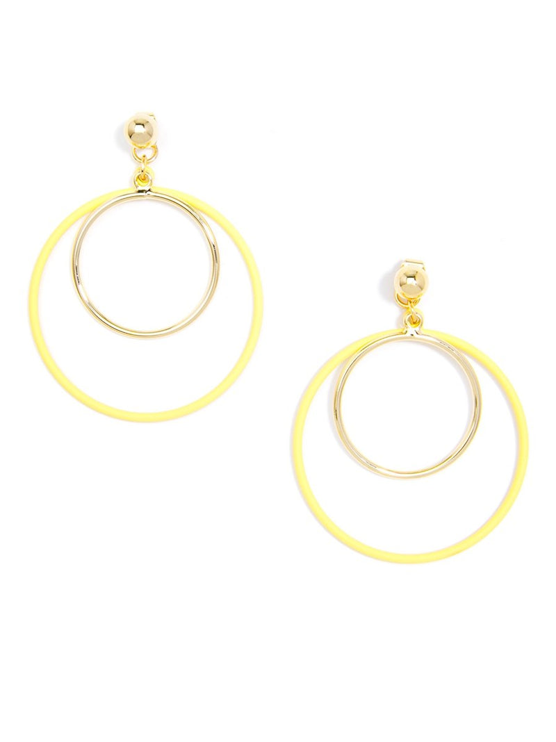 Painted Metal Hoop Earring - Yellow 