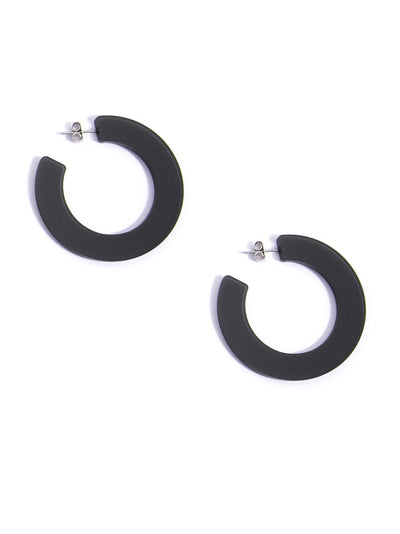 Flat Lucite Hoop Earring - Black