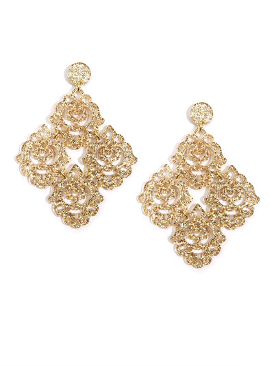Resin Deco Statement Earring - Gold