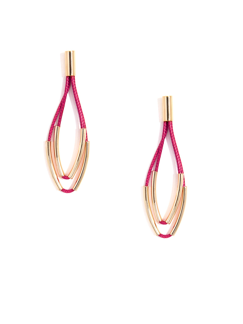 Beaded Rope Drop Earring - Hot Pink