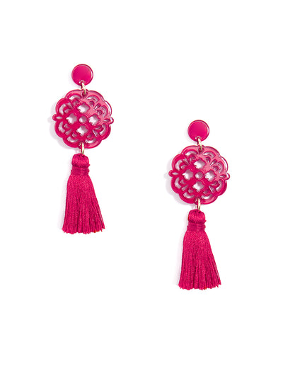 Allure Tassel Drop Earring - Hot Pink