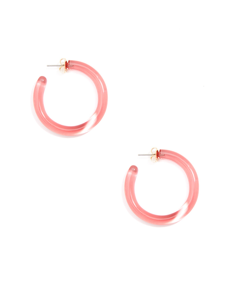 Classic Lucite Hoop Earring - Coral