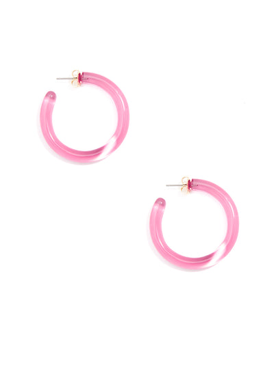 Classic Lucite Hoop Earring - Hot Pink