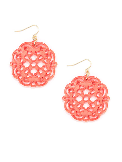 Allure Resin Drop Earring - Coral