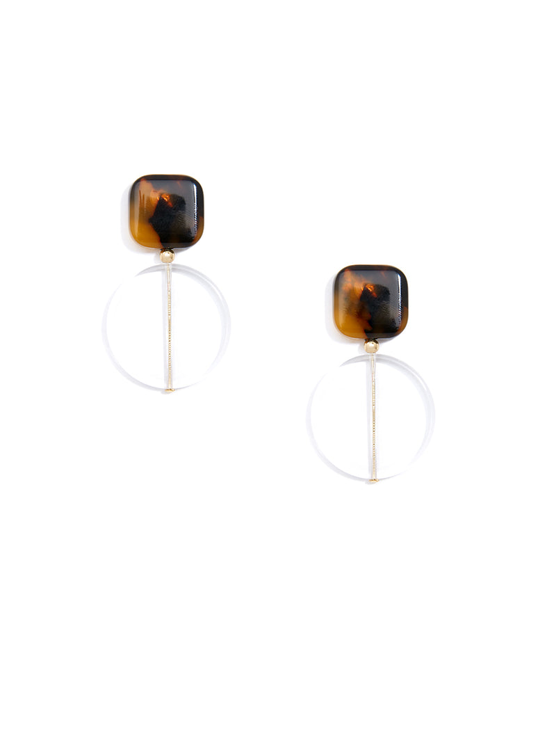 Acetate and Lucite Geometric Drop Earring - Clear
