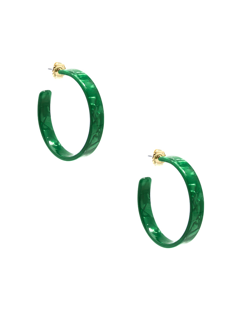 Classic Acetate Hoop Earring - emerald
