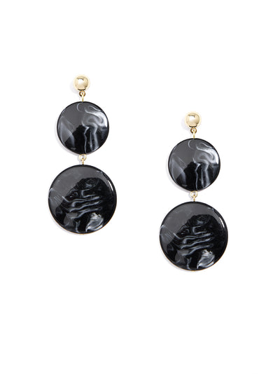 Swirled Circles Double Drop Earring - blk