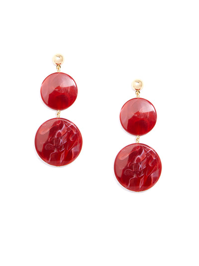 Swirled Circles Double Drop Earring - red