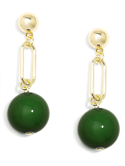 Resin Beaded Drop Earring - emerald