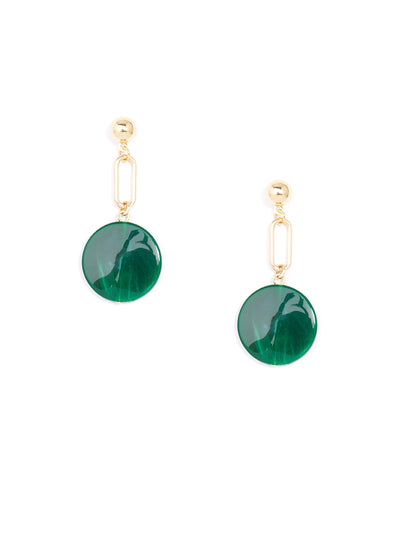 Swirled Circle Drop Earring - emerald